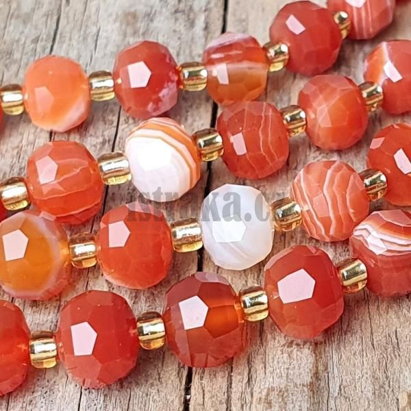 Sardonyx korlky 6x8mm rondelky brouen plra